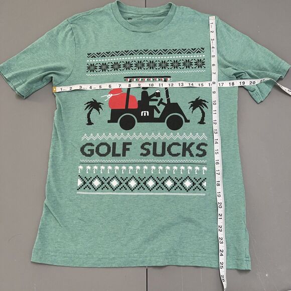 Travis Matthew Golf Sucks Tee Mens Small Green Santa Christmas Short Sleeve - Picture 6 of 8